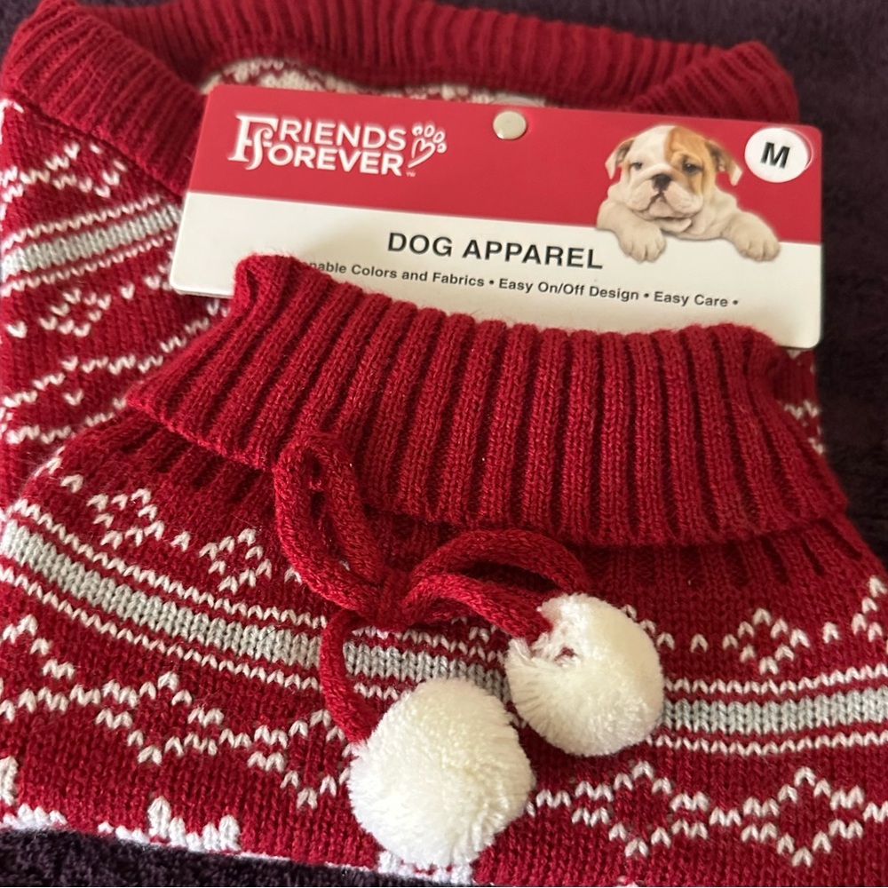 New Friends Forever Snowflakes and Stripes Pet Sweater